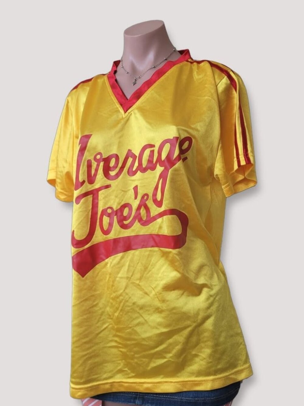 Dodgeball Orange Red V-Neck Jersey Short Sleeve Shirt M